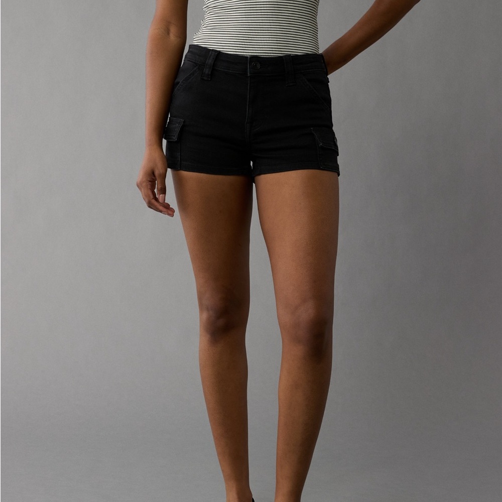 American Eagle Outfitters Black Jean Shorts High-Waisted Tailored